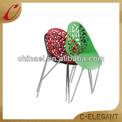 Carving round shape plastic coffee chair or visitor chair CX-PC002