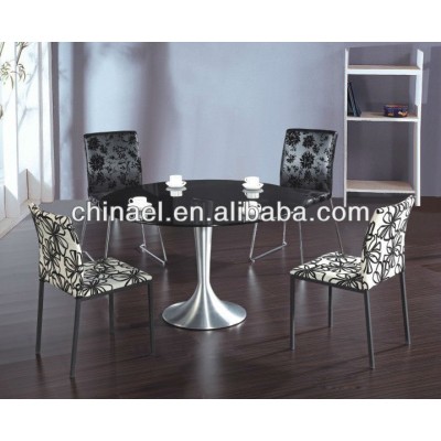 Black tempered glass top & silver color chrome base tables